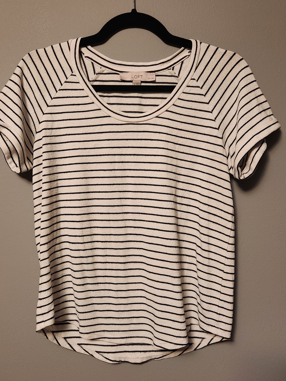 LOFT Black & White Striped Short Sleeve Tee